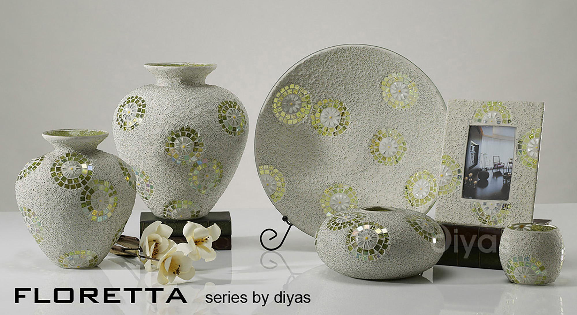 Floretta Mosaic Art Glassware Diyas Home Platters
